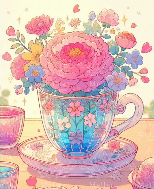 Fleurs dans la tasse de thé 