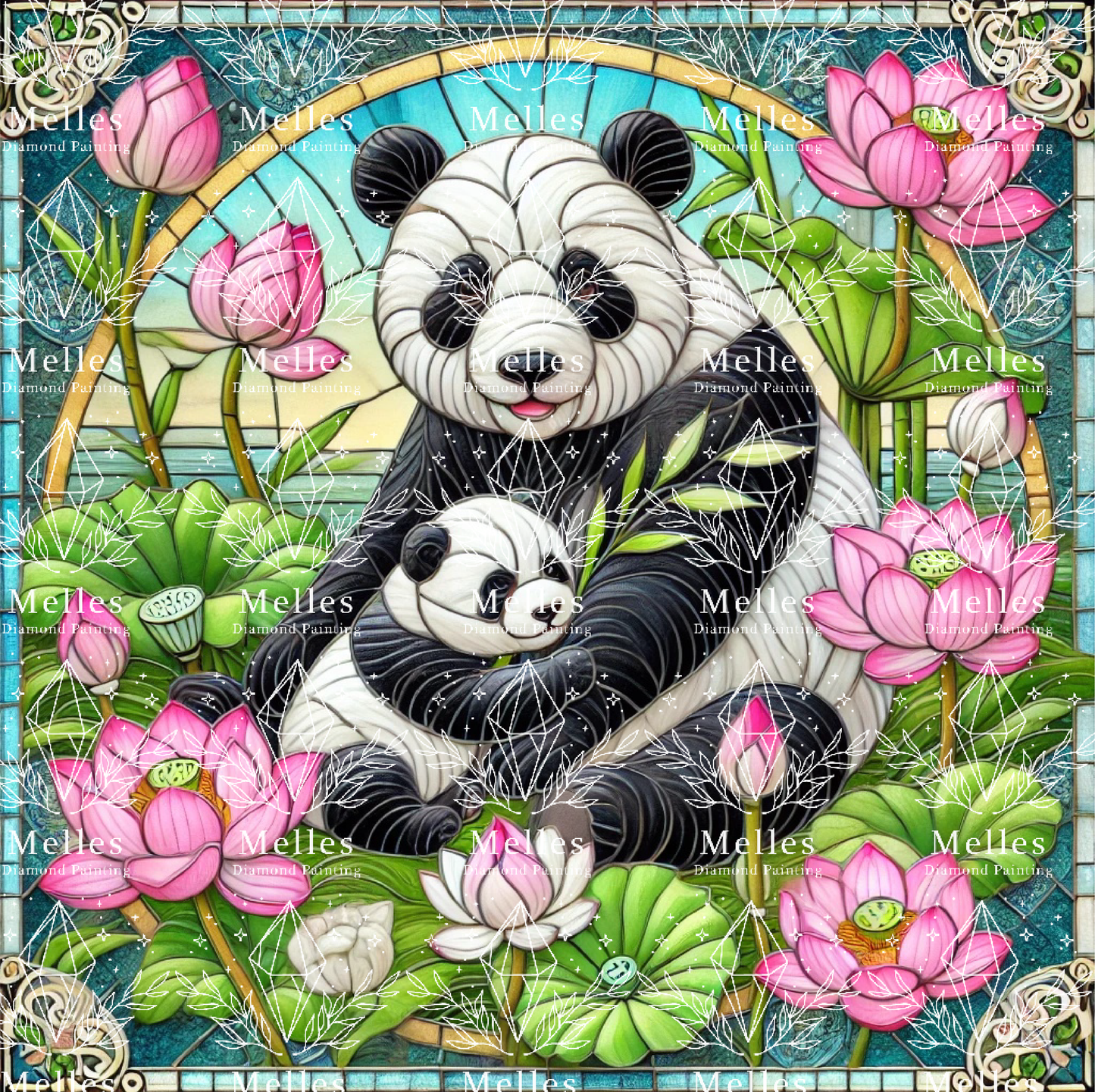 Amour de panda et de lotus 