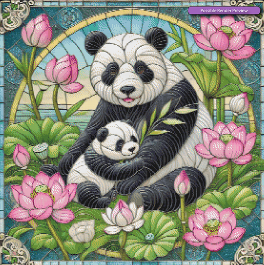 Amour de panda et de lotus 